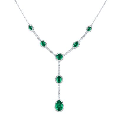 Lab-Created Emerald & White Sapphire Pendant in Sterling Silver