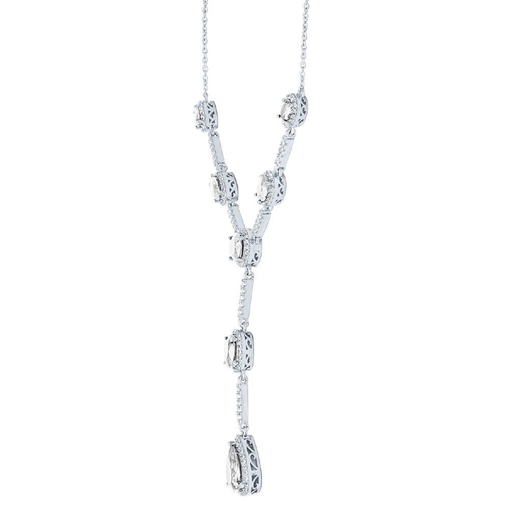 Lab-Created White Sapphire Y-Necklace in Sterling Silver