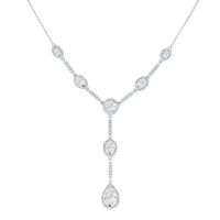 Lab-Created White Sapphire Y-Necklace in Sterling Silver