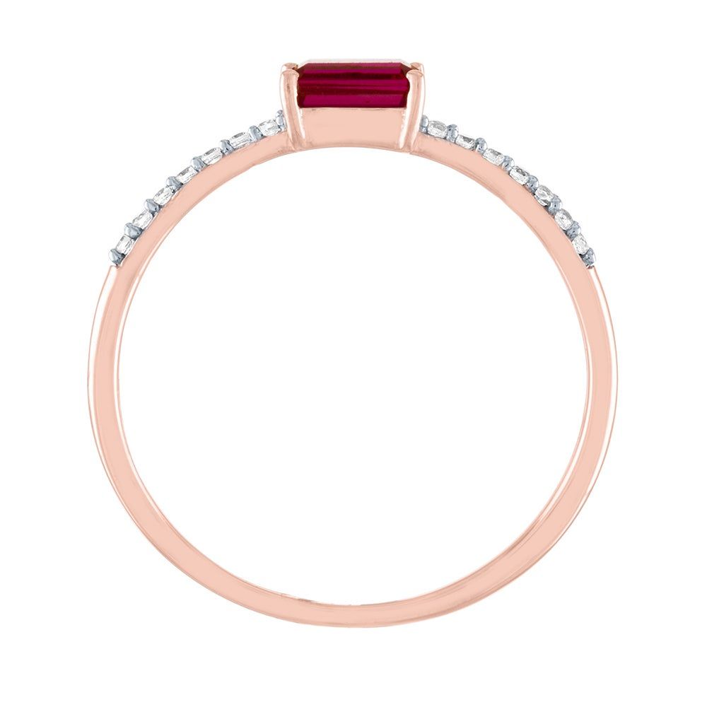 Ruby & Diamond Ring 10K Rose Gold