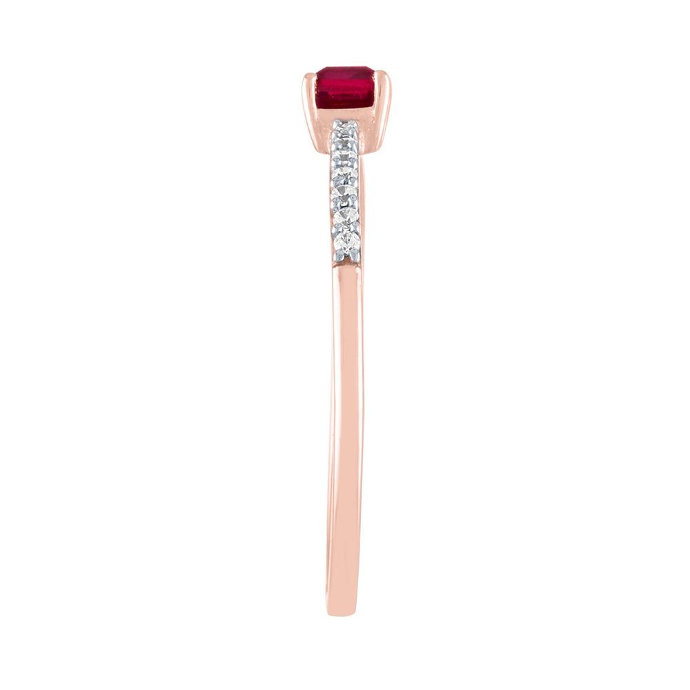 Ruby & Diamond Ring 10K Rose Gold