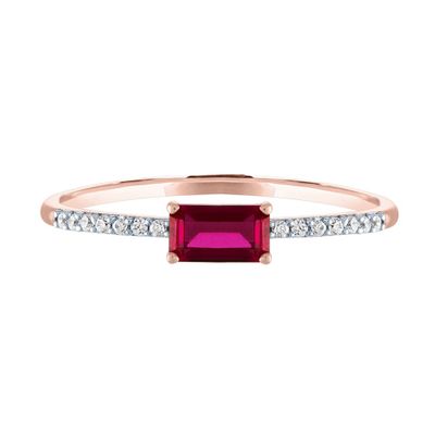 Ruby & Diamond Ring 10K Rose Gold