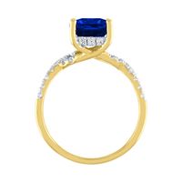 Lab-Created Blue & White Sapphire Ring 10K Yellow Gold
