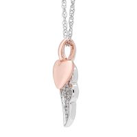 1/10 ct. tw. Diamond Angel Wing & Heart Pendant in Sterling Silver & Rose Gold