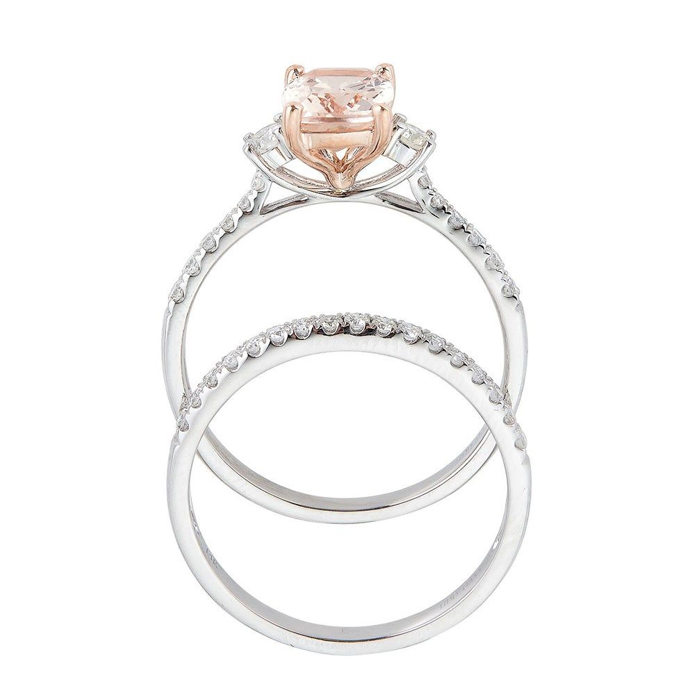 Morganite & 1/2 ct. tw. Diamond Engagement Ring Set 14K White Rose Gold