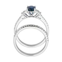 Blue Sapphire & 3/8 ct. tw. Diamond Ring Set 14K White Gold