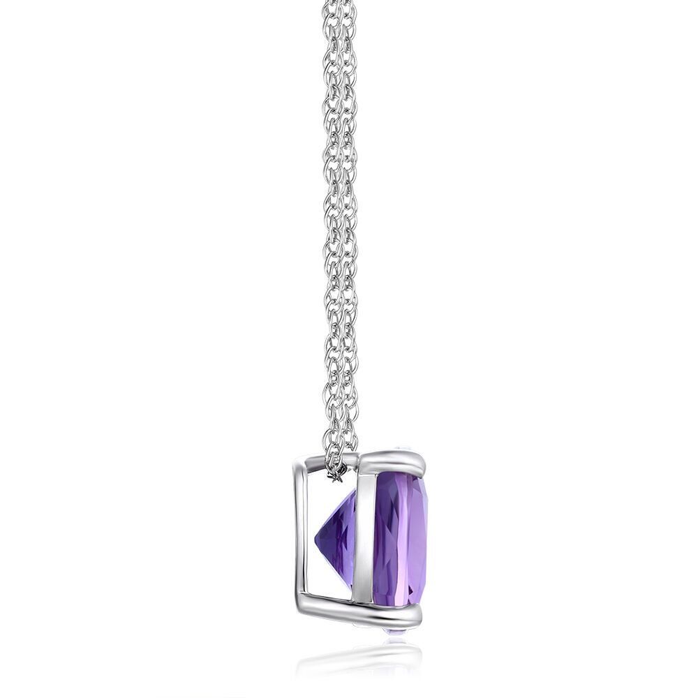 Amethyst Pendant in 10K White Gold