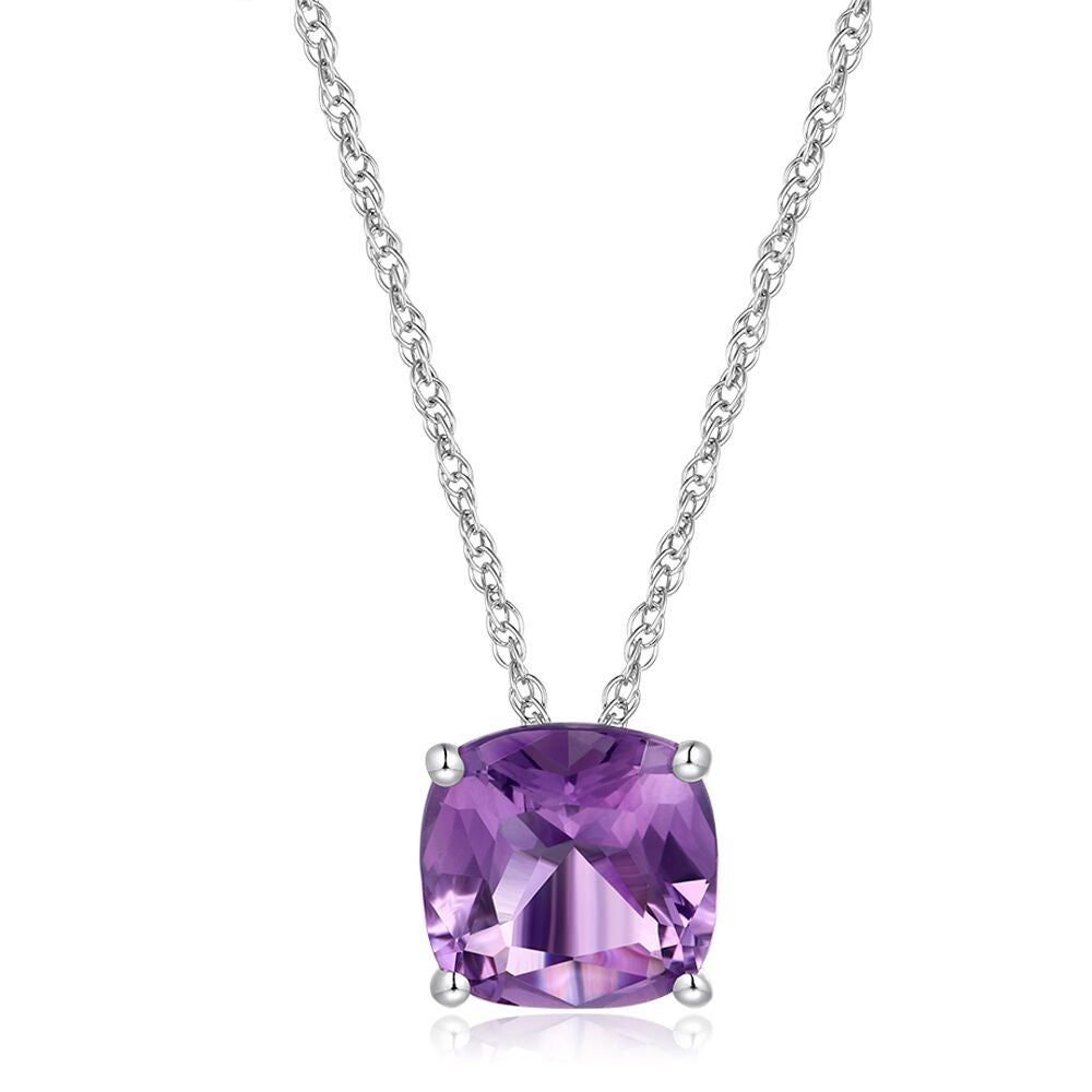 Amethyst Pendant in 10K White Gold