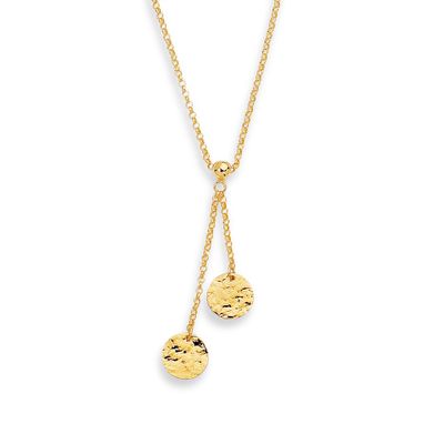 Lariat Disc Necklace in 14K Yellow Gold
