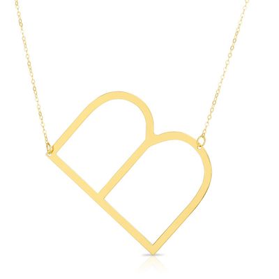 B" Initial Necklace in 14K Yellow Gold