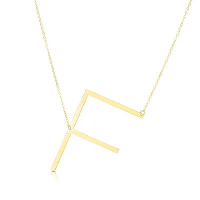 "F" Initial Necklace in 14K Yellow Gold