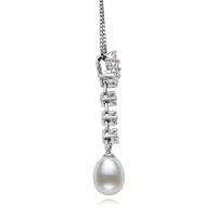 Freshwater Pearl & Lab-Created White Sapphire Pendant in Sterling Silver