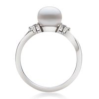 Freshwater Pearl & Lab-Created White Sapphire Ring Sterling Silver