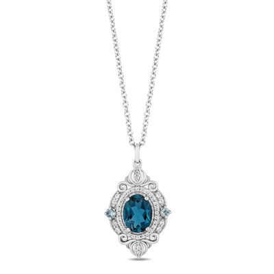 Enchanted Disney Topaz & 1/ ct. tw. Diamond Cinderella Pendant in Sterling Silver