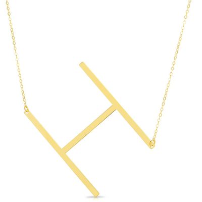 "H" Initial Necklace in 14K Yellow Gold