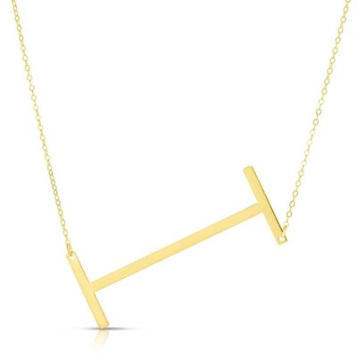 "I" Initial Necklace in 14K Yellow Gold