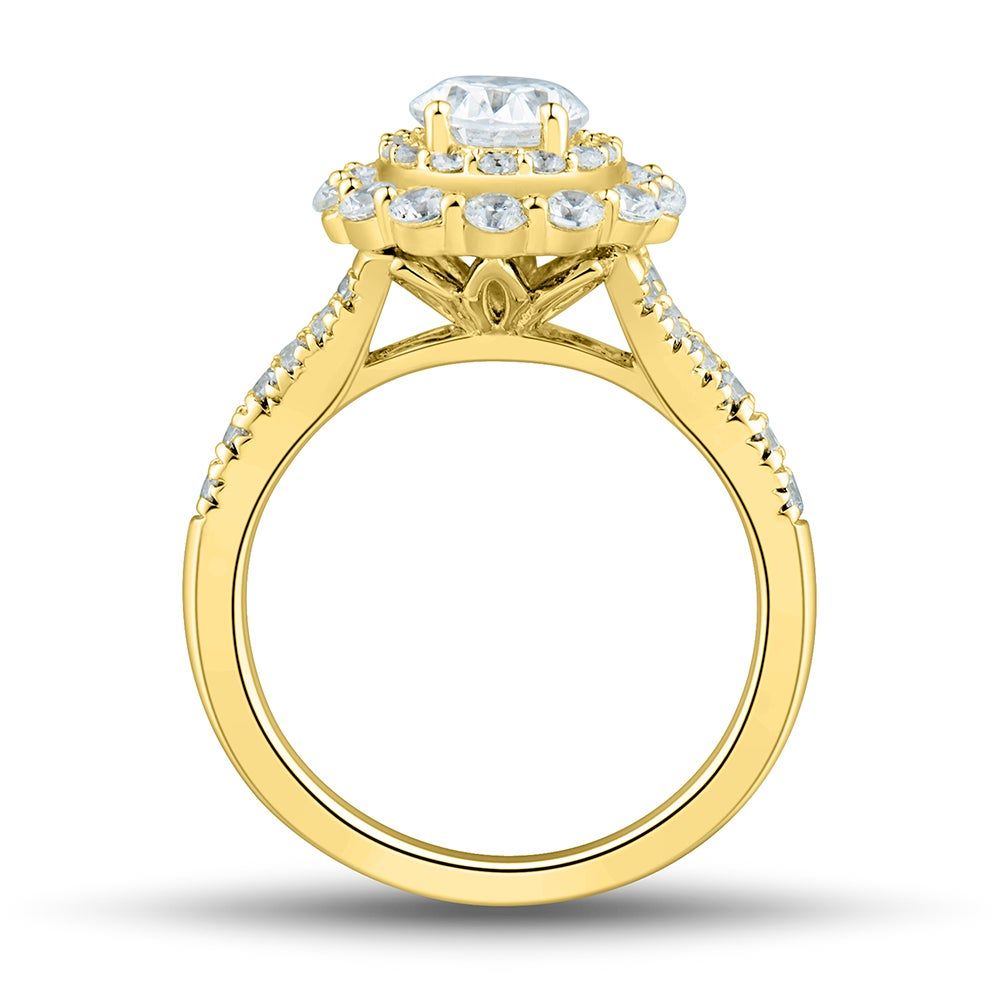 lab grown diamond oval engagement ring 14k yellow gold (2 ct. tw.)