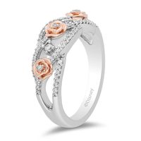 Belle Diamond Ring with Rose Details Sterling Silver & 10K Gold (1/4 ct. tw.)