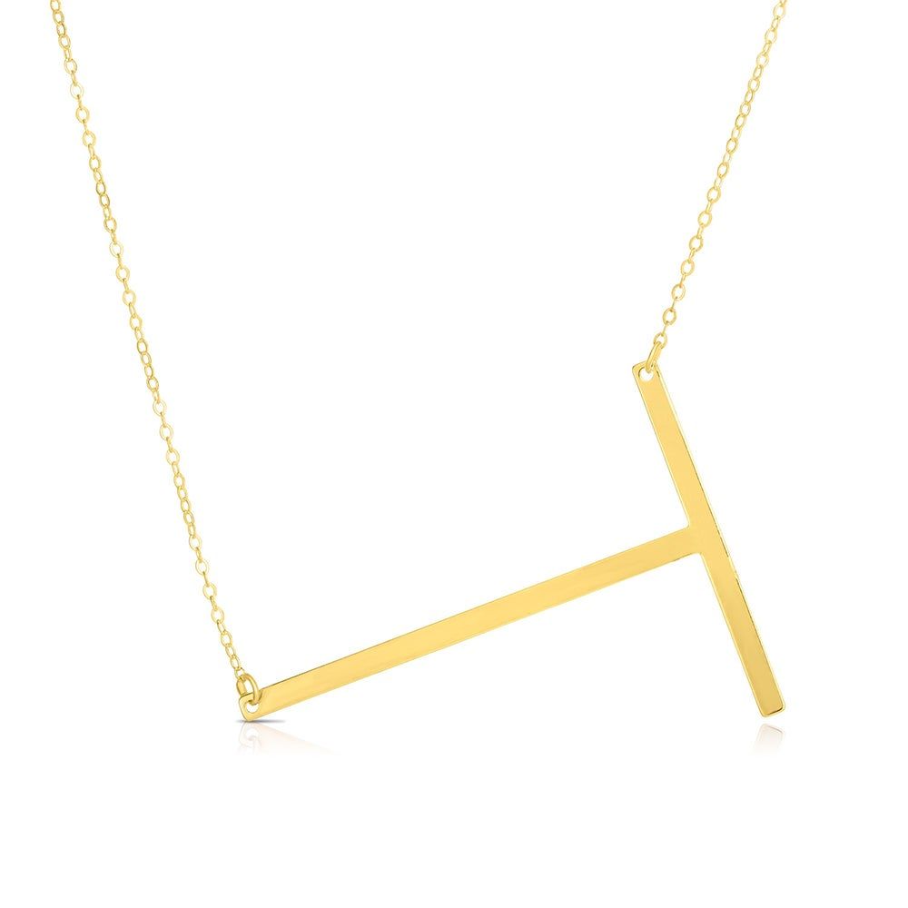 "T" Initial Necklace in 14K Yellow Gold