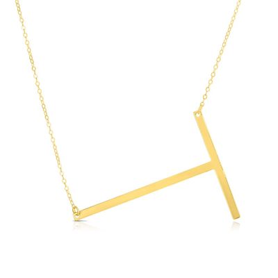 "T" Initial Necklace in 14K Yellow Gold