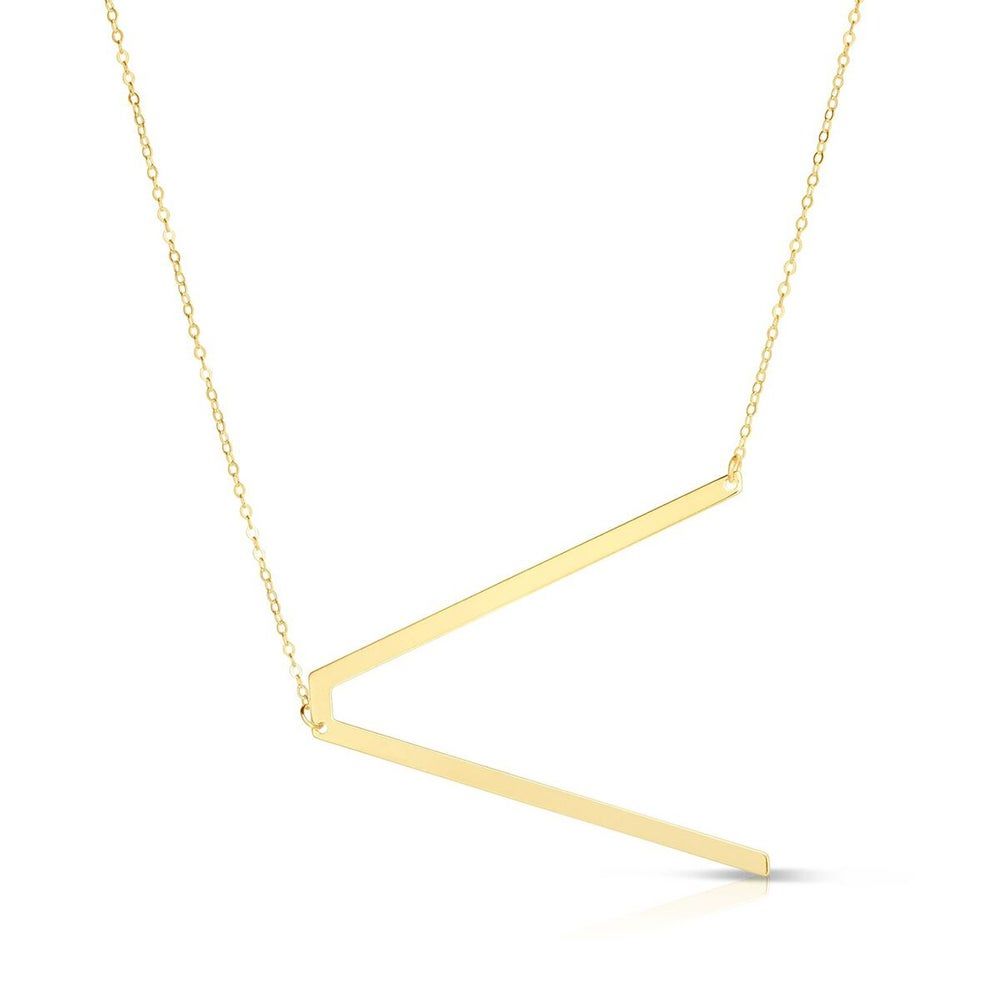 "V" Initial Necklace in 14K Yellow Gold