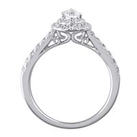 Lab Grown Diamond Pave Pear-Shaped Engagement Ring 14k white gold (1 ct. tw.)