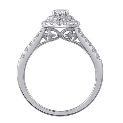 Lab Grown Diamond Halo Oval Engagement Ring 14k white gold (1 ct. tw.)