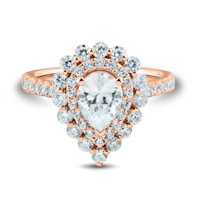 Lab Grown Diamond Pear-Shaped Engagement Ring with Halo 14k Rose Gold (2 ct. tw.)