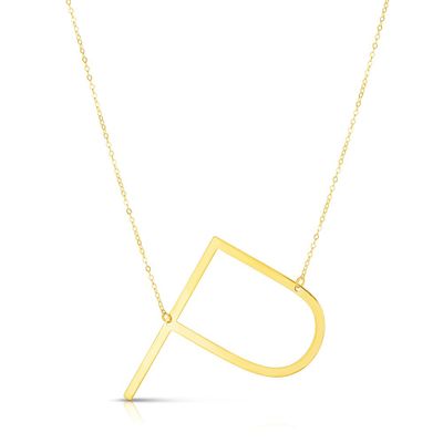P" Initial Necklace in 14K Yellow Gold