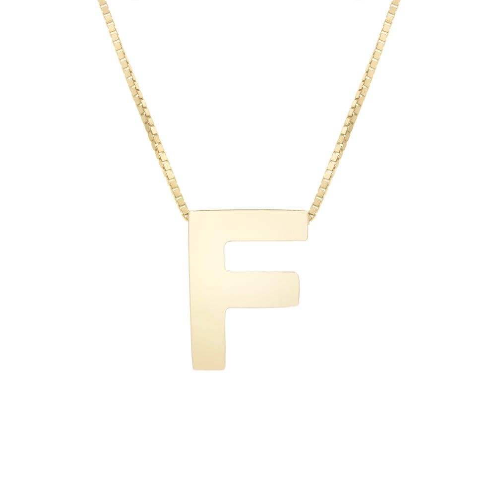 "F" Initial Necklace in 14K Yellow Gold