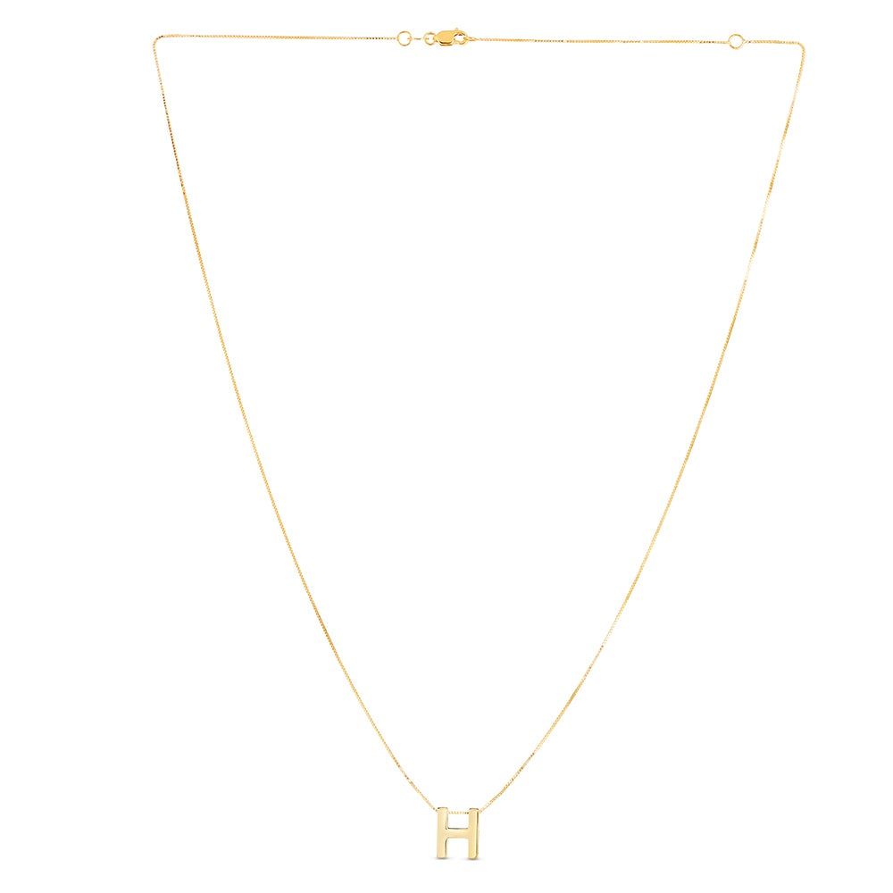 "H" Initial Necklace in 14K Yellow Gold