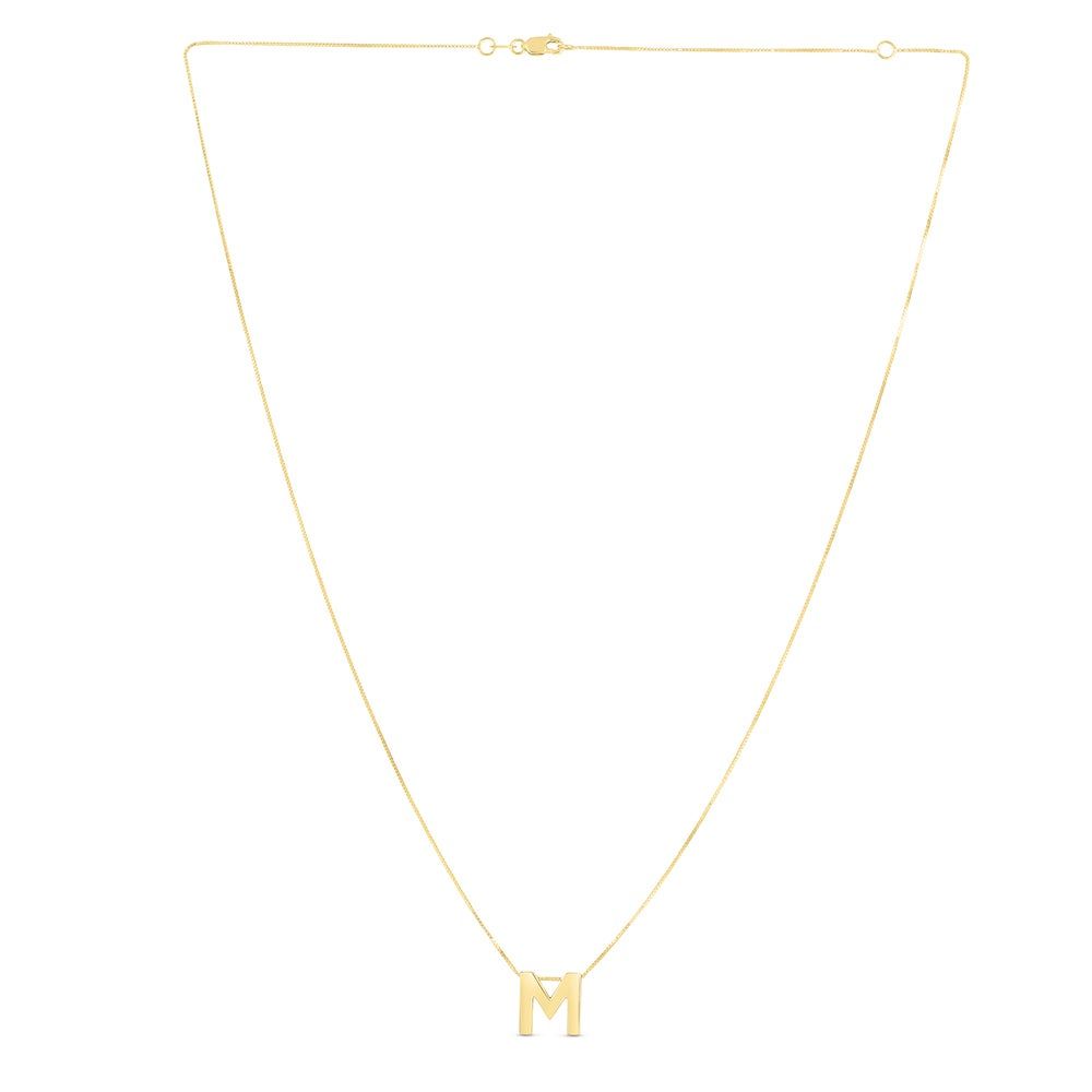 "M" Initial Necklace in 14k Yellow Gold