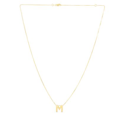 "M" Initial Necklace in 14k Yellow Gold