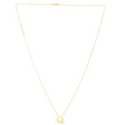 "Q" Initial Necklace in 14K Yellow Gold