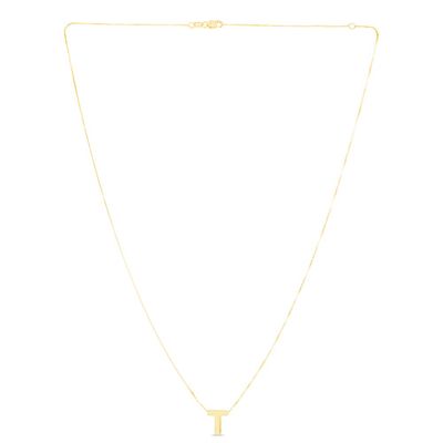 "T" Initial Necklace in 14K Yellow Gold