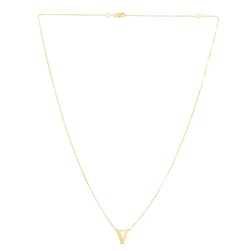 "V" Initial Necklace in 14K Yellow Gold