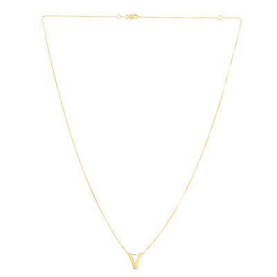 "V" Initial Necklace in 14K Yellow Gold