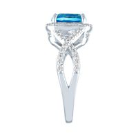 Blue Topaz & Lab-Created White Sapphire Ring in Sterling Silver