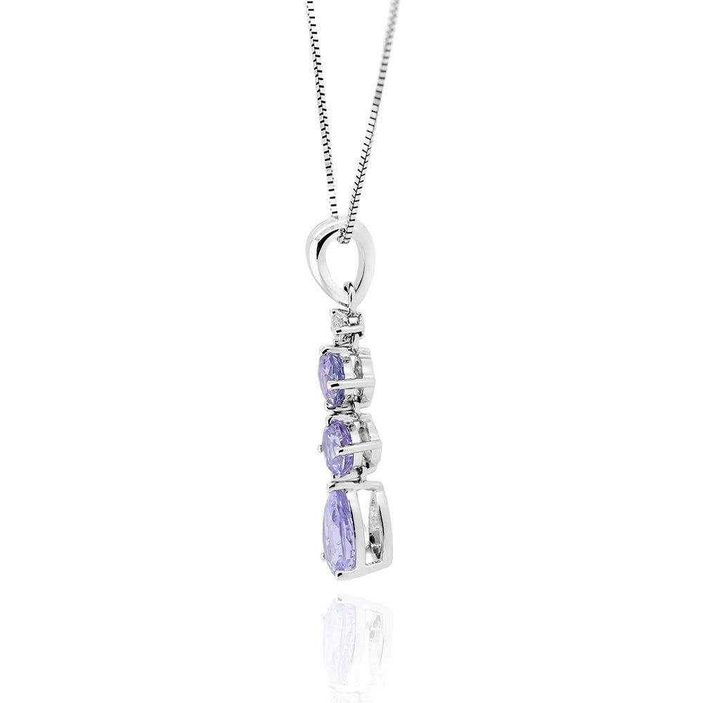 Tanzanite Pendant with Three Stones in 10K White Gold