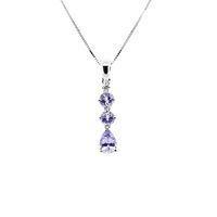 Tanzanite Pendant with Three Stones in 10K White Gold