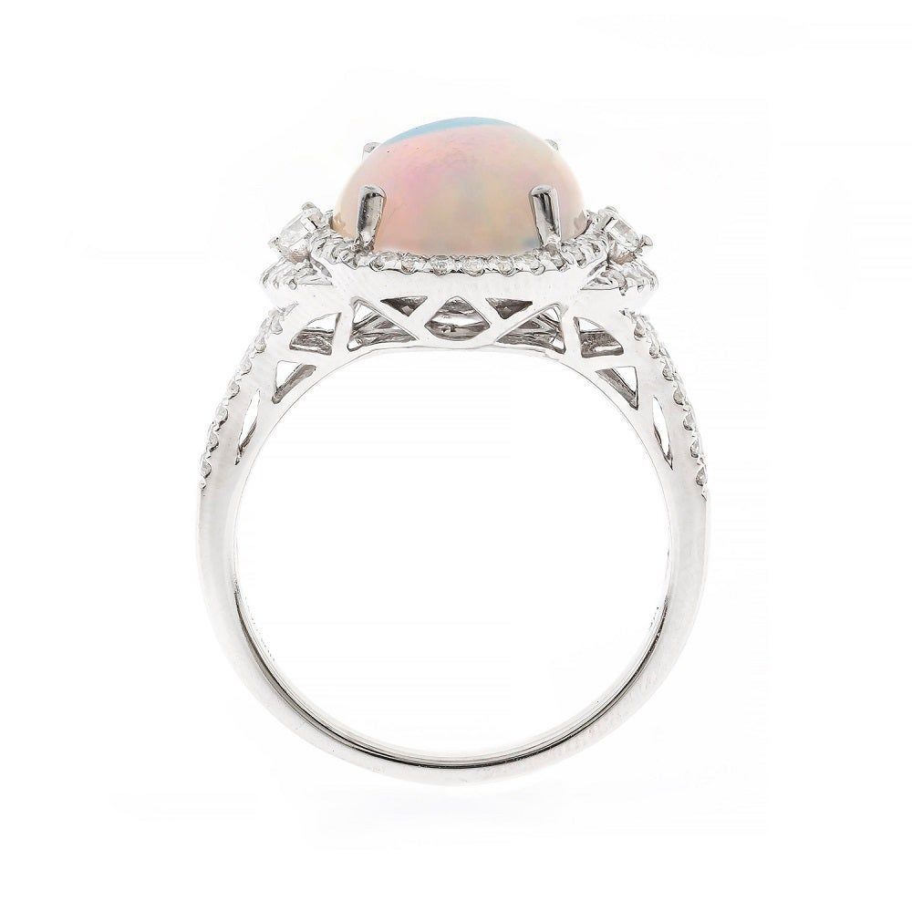 Ethopian Opal & 3/8 ct. tw. Diamond Ring 10K White Gold
