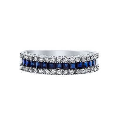 Sapphire & / ct. tw. Diamond Ring in 10K White Gold