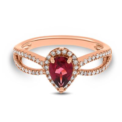 Garnet & 1/3 ct. tw. Diamond Ring in 10K Rose Gold