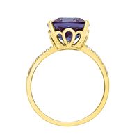 Cushion-Cut Lab-Created Alexandrite Ring in 10K Yellow Gold