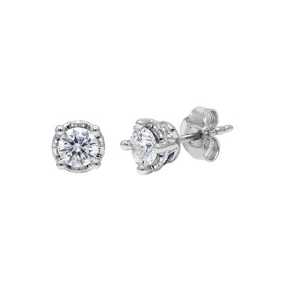 1/ ct. tw. Diamond & Sapphire Stud Earrings in 10K White Gold