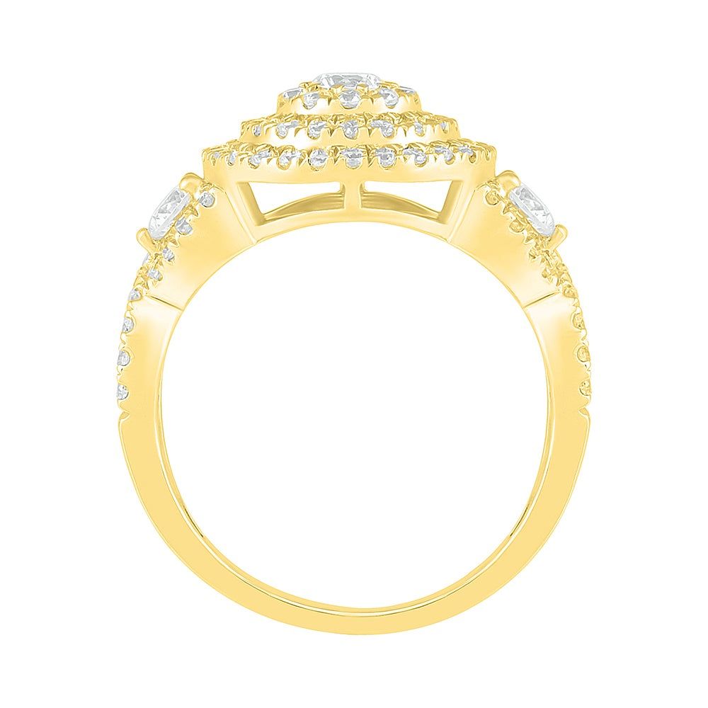 1 ct. tw. Diamond Double Halo Ring 14K Yellow Gold