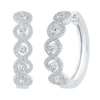 1/5 ct. tw. Diamond Halo Twisted Hoop Earrings in 10K White Gold