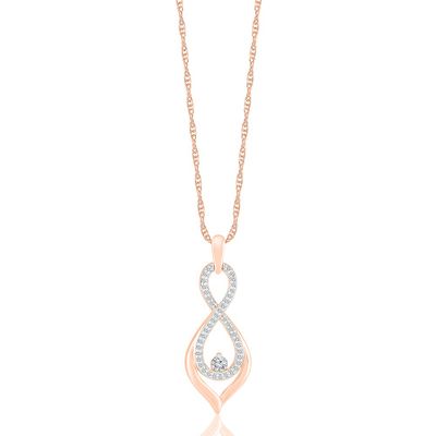 1/5 ct. tw. Diamond Solitaire Infinity Pendant in 10K Rose Gold