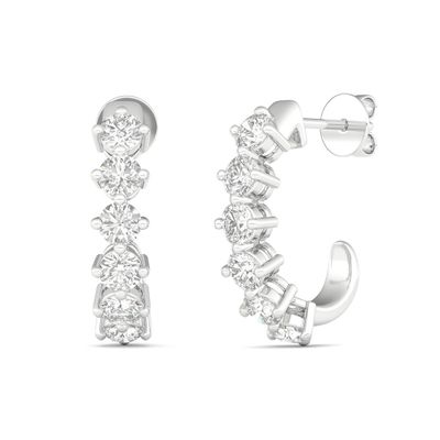 Diamond Half Hoop Earrings in 10K White Gold (1 ct. tw.)