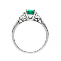 Emerald Ring with Fancy Baguette-Cut Diamonds in 10K White Gold